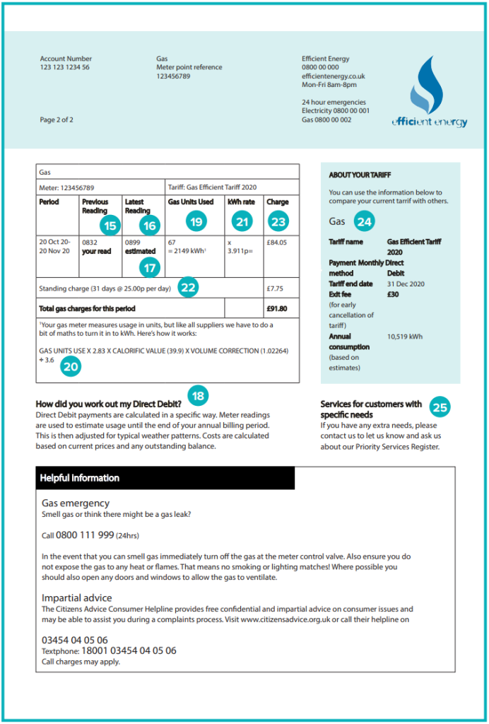 How to read your gas bill National Energy Action leaflet National Energy Action (NEA)